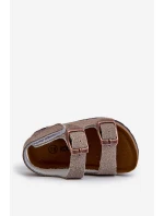 Dětské sandálky na korkové platformě se suchým zipem šedé Rorria