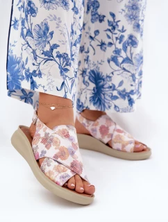 Dámské sandály z eko kůže s květinami multikolor Tosmelia