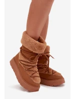 Dámské Sněhule S Kožíškem A Šněrováním Na Platformě Camel Marinna