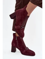 Dámské kotníkové boty z přírodního semiše na podpatku Artiker 57C0222 bordó