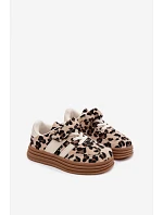 Dívčí tenisky s leopardím vzorem na suchý zip Béžové Satinia Dívčí tenisky s leopardím vzorem na suchý zip Béžové Satinia