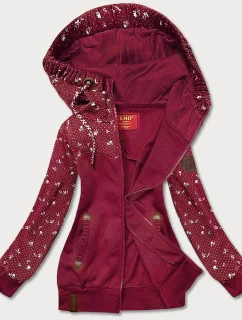 Dámská mikina ve vínové bordó barvě s květinkami (AMG828)