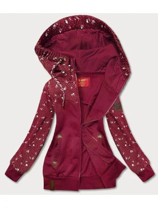 Dámská mikina ve vínové bordó barvě s květinkami (AMG828)