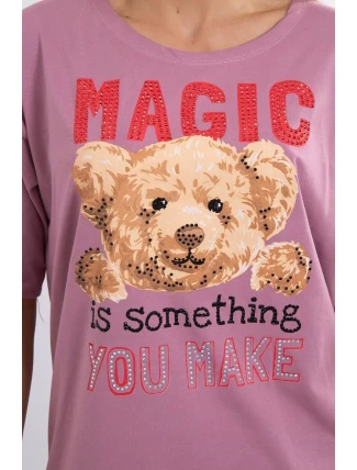 Tmavě růžová halenka s potiskem Magic Tmavě růžová halenka s potiskem Magic