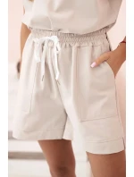 Dámský punto set s krátkými rukávy a šortkami béžový