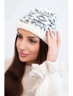 Dámská zimní vlnená čepice s norským vzorem K354 bílý+šedý