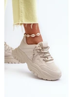 Dámské tenisky na masivní podrážce s ozdobným šněrováním béžové Relissa