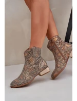 Dámské kotníkové boty Neliawen se zlatým zvířecím vzorem – zlaté