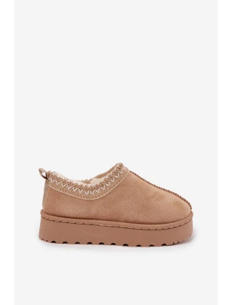 Dětské sněhule s výšivkou Prina – béžové