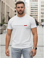Pánské bavlněné tričko s nápisem PARIS, bílé, FashionStreet NX5139R