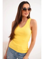 Top dámský bavlněný na ramínkách s výstřihem do V žlutá