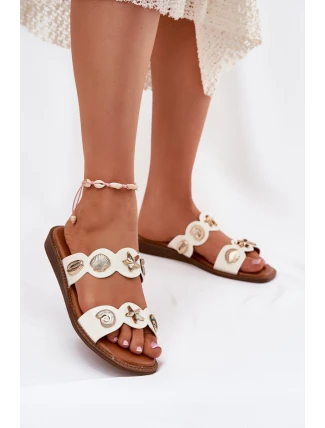 Dámské Pantofle Se Zlatými Prstýnky Bílé Jenoriela