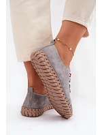 Kožené semišové dámské polobotky Vinceza 95377 Šedé