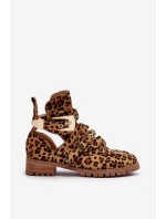 Dámské Kotníkové Boty Lu Boo Semišové s vykrojením Leopard Rock Girl