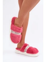 Futrzane Pantofle S Ozdobným Páskem Růžové Savalithea