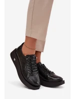 Dámské kožené lakované polobotky na platformě Artiker – černé