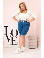 Dámské bavlněné šortky Plus Size tmavě modré - Kesi Dámské bavlněné šortky Plus Size tmavě modré - Kesi