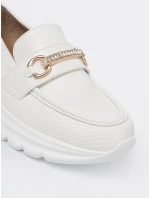 Pěkné  mokasíny dámské bílé platforma