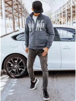 Pánská tmavě šedá mikina na zip s potiskem FashionStreet BX5409