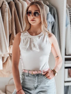 Dámské tričko bez ramínek s mašlí PERBOW white FashionStreet RY2732