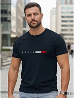 Pánské bavlněné tričko s nápisem PARIS, tmavě modré, FashionStreet NX5139R
