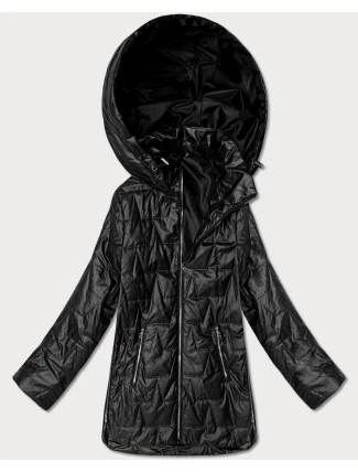 Cienka kurtka z kapturem plus size Goodlookin czarna (B8576-1)
