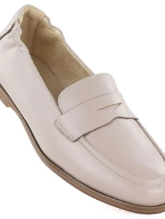 Dámské kožené mokasíny béžové Vinceza 18121