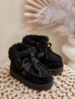 Sněhule boty dětské zateplené kožešinou černé Adelane