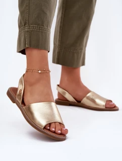 Dámské Sandály Na Plochém Podpatku Eko Kůže Zlaté Dereka