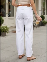 Dámské džíny s páskem UY2930 bílé  - FashionStreet