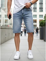 Pánské džínové šortky s páskem modré FashionStreet SX2577