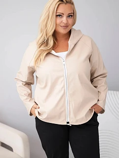 Dámská bunda Plus Size s kapucí a nastavitelným spodkem béžová