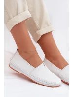 Kožené dámské polobotky LR61-7051 Bílé