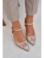 Dámské lodičky s odkrytou patou a ozdobami – zlaté Nanadra Dámské lodičky s odkrytou patou a ozdobami – zlaté Nanadra