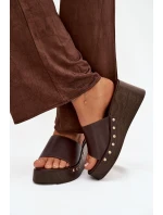 Dámské pantofle na platformě 78-200 Tmavě hnědá - Stephan Paris Dámské pantofle na platformě 78-200 Tmavě hnědá - Stephan Paris