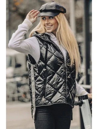 Lesklá černá dámská vesta (AG3-02) Lesklá černá dámská vesta (AG3-02)
