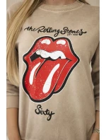 Bavlněná souprava otřená potiskem teplákové + kalhoty velbloud Bavlněná souprava otřená potiskem teplákové + kalhoty velbloud