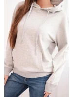 Dámská mikina s kapucí a klokankou z bavlny světle šedá