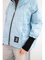 Dámská jarní prošívaná bunda s ozdobnou ražbou a zipem modrá