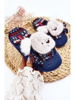 Dětské papuče se silnou podrážkou s medvídkem, tmavě modrá Dasca Dětské papuče se silnou podrážkou s medvídkem, tmavě modrá Dasca