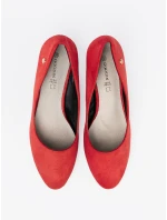 Jedinečné  lodičky červené dámské na širokém podpatku