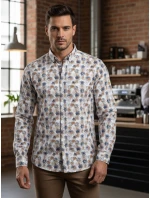 Pánská květinová bílá košile FashionStreet DX2645