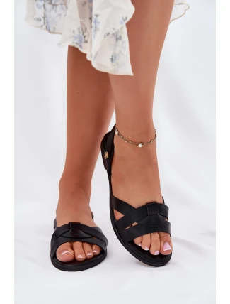 Ploché dámské sandály z eko kůže černé Illoria Ploché dámské sandály z eko kůže černé Illoria