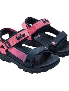 Lee Cooper dětské boty dívčí sandály na suchý zip na léto na pláž tmavě modré růžové