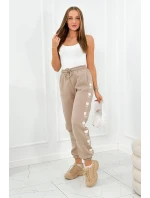 Bavlněné kalhoty Amour tmavě béžová