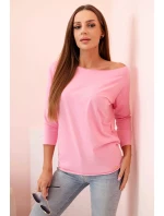 Dámská halenka s lodičkovým výstřihem světle růžová Dámská halenka s lodičkovým výstřihem světle růžová