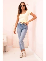 Dámská klasická bavlněná blůza s krátkým rukávem modrá