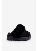 Dětské pantofle s kožešinou černé Birasta
