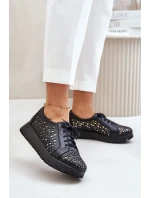 Zazoo 2973 Kožené Polobotky Na Platformě S Děrováním Černé