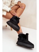 Dámské sněhule na platformě s kožešinkou a šněrováním Big Star – černé
